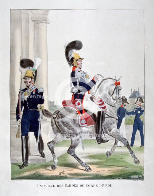 Uniforms of  guards of the French royal corps, 1823.  Artist: Charles Etienne Pierre Motte