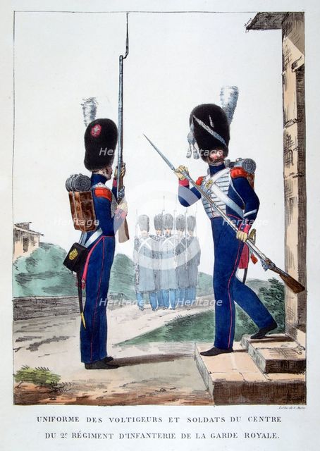 Uniforms of the 2nd infantry of the French royal guard, 1823.  Artist: Charles Etienne Pierre Motte