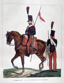 Uniforms of the mounted 9th and 10th chasseur regiment, 1823. Artist: Charles Etienne Pierre Motte