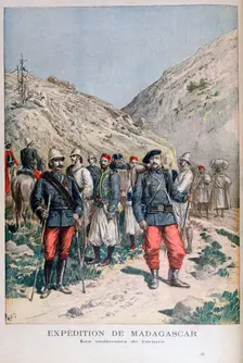 Uniforms of the French expeditionary force in Madagascar, 1895. Artist: Henri Meyer