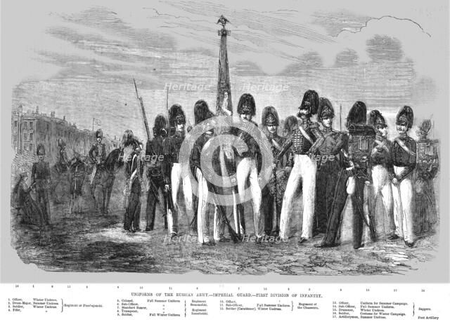 'Uniforms of the Russian Army - Imperial Guard - First Division of Infantry', 1854. Creator: Unknown.