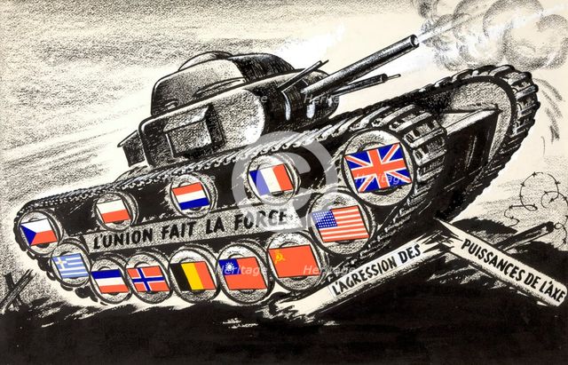 Union gives strength [against] Axis aggression', World War II poster, 1940. Creator: Central Office of Information.