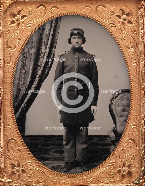 Union Officer Standing at Attention, 1861-65. Creator: Unknown.