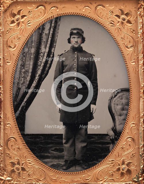Union Officer Standing at Attention, 1861-65. Creator: Unknown.