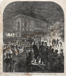 Union Meeting in the Open Air Outside the Academy of Music, 1859. Creator: Winslow Homer (American, 1836-1910)