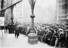 Union Square, New York. J.J. Ettor speaking to striking barbers, 1913. Creator: Bain News Service