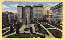 Union Square and St Francis Hotel, San Francisco, California, USA, 1945