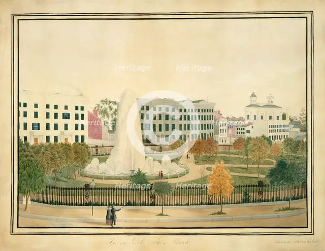 Union Park, New York, ca. 1845. Creator: Sarah Fairchild.