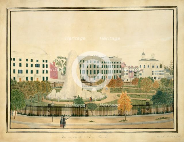 Union Park, New York, ca. 1845. Creator: Sarah Fairchild.