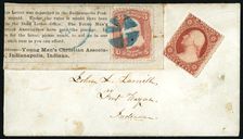 Union YMCA paid postage in lieu of old stamp on cover, 1861. Creator: Unknown