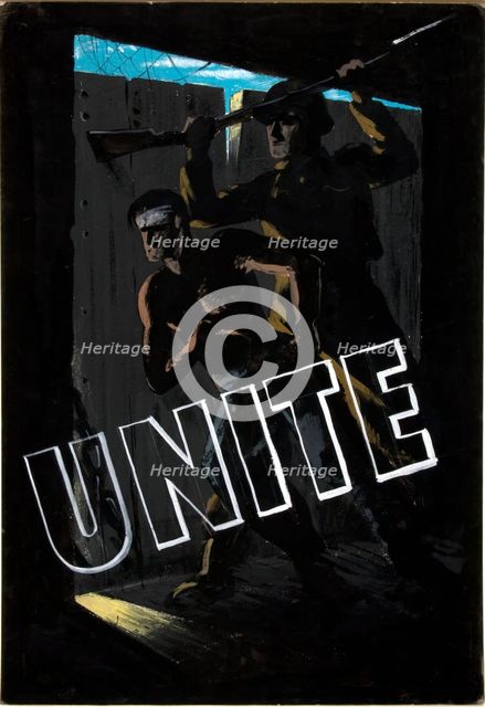 'Unite', World War II poster, between 1939 and 1946. Creator: Central Office of Information.