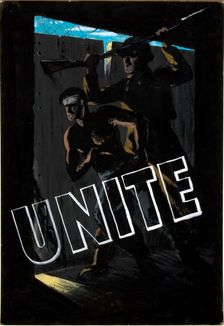 Unite World War II poster, between 1939 and 1946. Creator: Central Office of Information