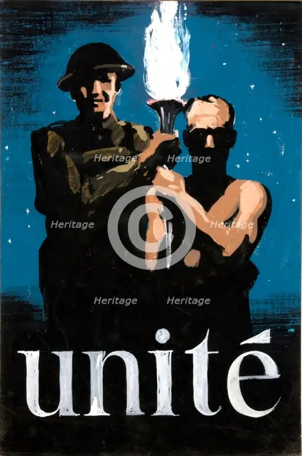 'Unité', World War II poster, between 1939 and 1946. Creator: Central Office of Information.
