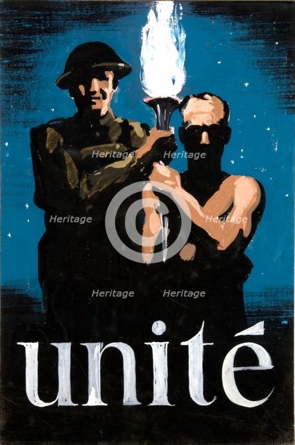 'Unité', World War II poster, between 1939 and 1946. Creator: Central Office of Information.