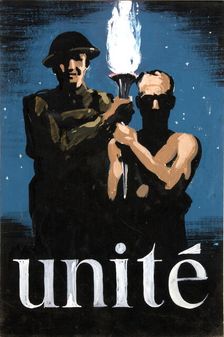 Unité World War II poster, between 1939 and 1946. Creator: Central Office of Information