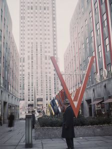 United Nations exhibit by OWI in Rockefeller Plaza, New York, N.Y., 1943. Creator: Marjory Collins