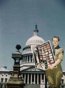 United Nations Fight for Freedom: Boy Scout in front of Capitol, 1943. Creator: John Rous