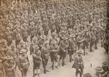 United States Troops on parade before their march through London on August 15, 1917, when they were
