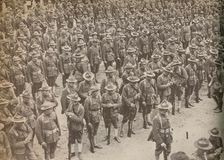United States Troops on parade before their march through London on August 15, 1917, when they were