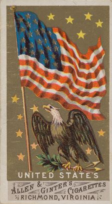 United States, from Flags of All Nations, Series 1 (N9) for Allen & Ginter Cigarettes Brands, 1887. Creator: Allen & Ginter