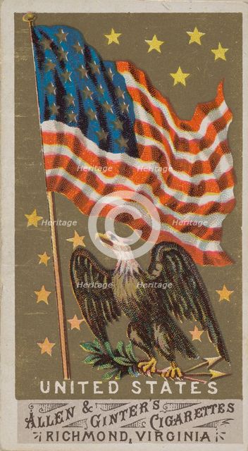 United States, from Flags of All Nations, Series 1 (N9) for Allen & Ginter Cigarettes Brands, 1887. Creator: Allen & Ginter.