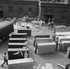 United States government workers and carpenters making crates for steel... Washington, D.C., 1942. Creator: Gordon Parks