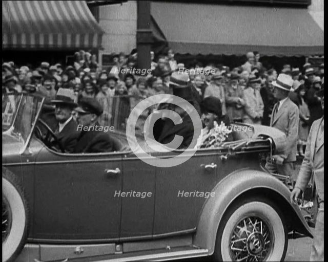 United States of America's President Herbert Clark Hoover and the First Lady Lou Henry Hoover...1930 Creator: British Pathe Ltd.