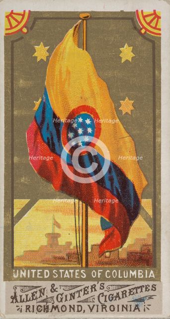 United States of Columbia, from Flags of All Nations, Series 1 (N9) for Allen & Ginter Cig..., 1887. Creator: Allen & Ginter.