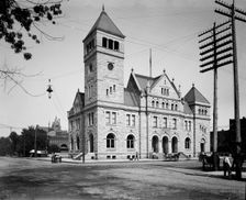 United States Post Office in front of the Winona Opera House...Minnesota, between 1892 and 1899. Creator: Unknown
