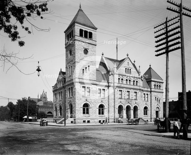 United States Post Office in front of the Winona Opera House...Minnesota, between 1892 and 1899. Creator: Unknown.