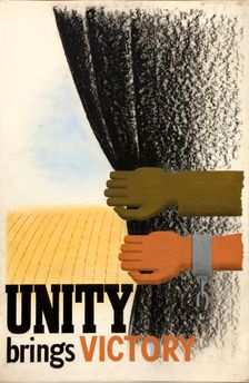 Unity brings victory World War II poster, between 1939 and 1946. Creators: Central Office of Information, Unknown