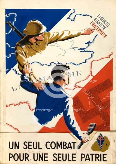 Unity of Strength - Inter-allied posters: 'Liberté, Egalité, Fraternité', between 1939 and 1946. Creators: Central Office of Information, Unknown.