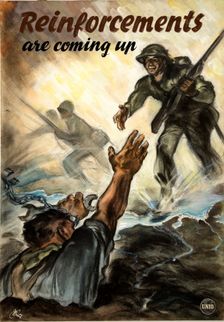 Unity of Strength: Reinforcements are coming up WWII poster, between 1939 and 1946. Creators: Central Office of Information, Unknown