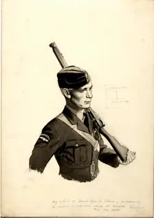 Unity of Strength Rhodesian airman with rifle WWII poster, between 1939 and 1946. Creators: William Little, Central Office of Information