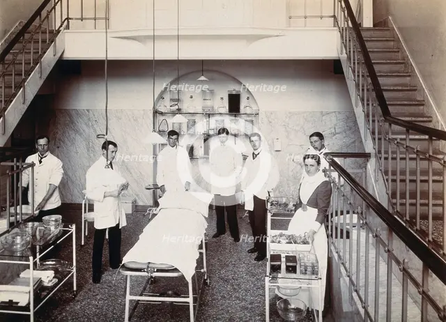 University College Hospital: medical staff in an operating theatre..., c1900s. Creator: Unknown.
