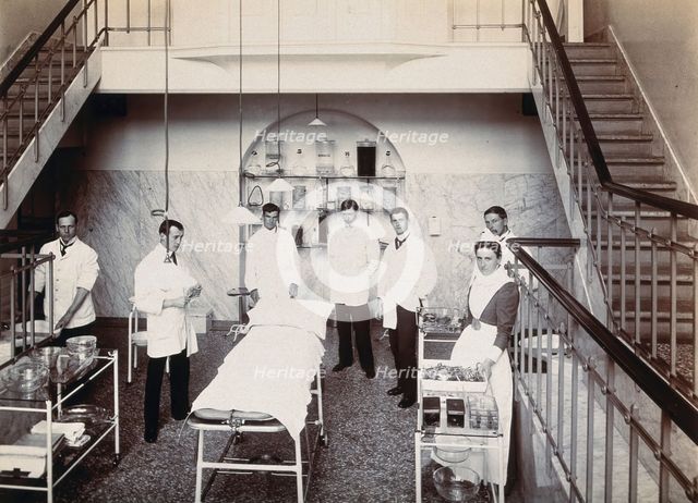 University College Hospital: medical staff in an operating theatre..., c1900s. Creator: Unknown.