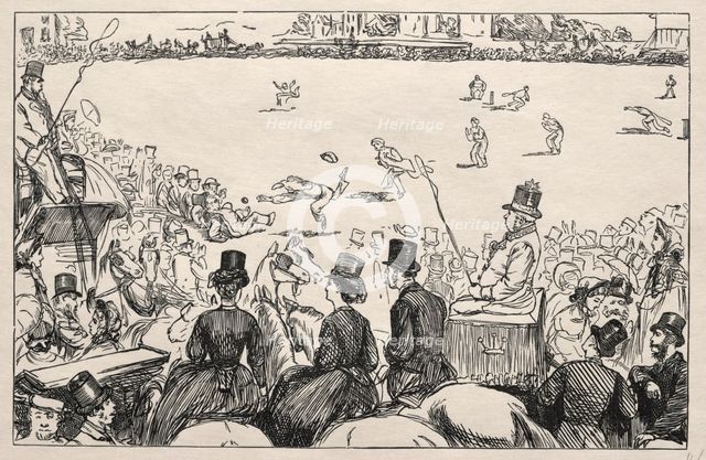 University Cricket Match at Lords, 1862. Creator: George Louis Palmella Busson Du Maurier (British, 1834-1896).