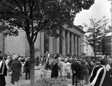 University graduates outside Sheffield City Hall, South Yorkshire, 1967. Creator: Michael Walters