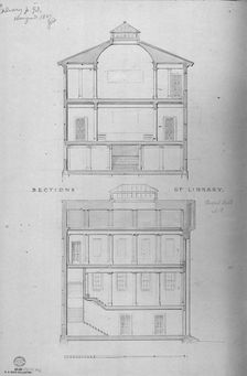 University of North Carolina, Chapel Hill, Student Libraries (two sections), 1850-58. Creator: Alexander Jackson Davis