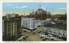 University Street and Third Avenue, Seattle, Washington, USA, 1916