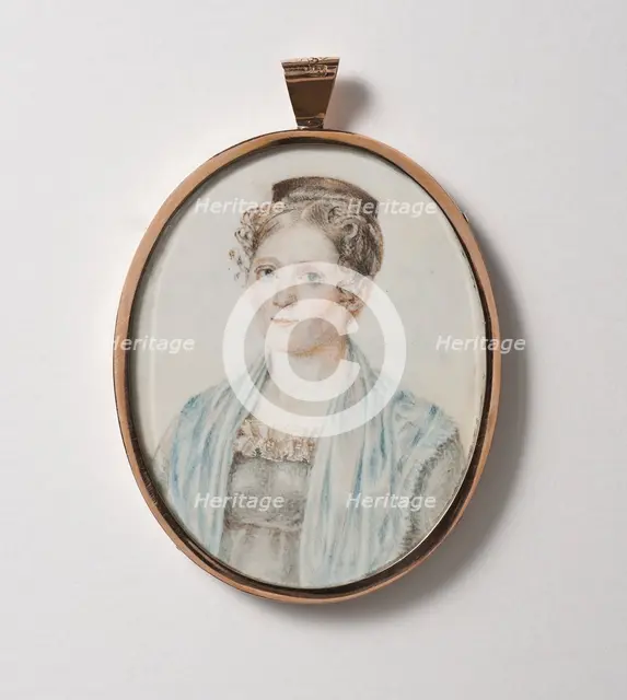 Unknown woman (verso). Gold mounting by Olof Hallman...,  c.1800. Creator: Gustaf Wilhelm Finnberg.