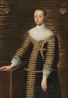Unknown woman with the Gyllenstierna and Eka arms, early 17th century. Creator: Anon