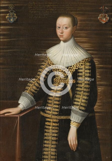 Unknown woman with the Gyllenstierna and Eka arms, early 17th century. Creator: Anon.