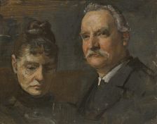 Unknown woman with unknown man, c19th century. Creator: Edvard Perseus