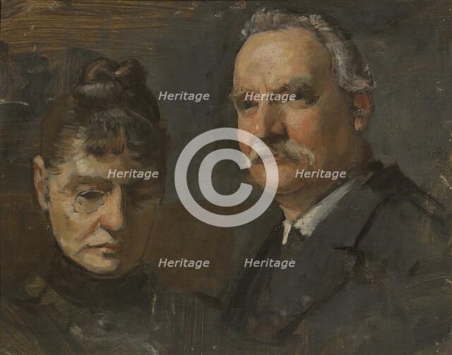 Unknown woman with unknown man, c19th century. Creator: Edvard Perseus.