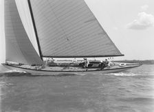 Unknown yacht sailing close-hauled. Creator: Kirk & Sons of Cowes