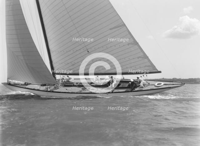 Unknown yacht sailing close-hauled. Creator: Kirk & Sons of Cowes.