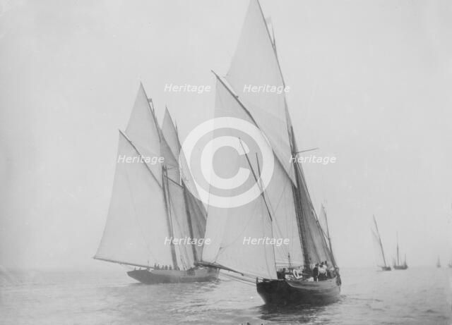 Unknown yawl and schooner under sail. Creator: Kirk & Sons of Cowes.