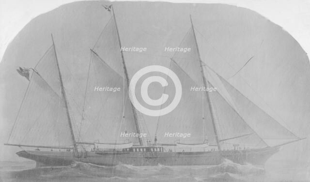 Unknown artwork showing a three mast schooner. Creator: Kirk & Sons of Cowes.