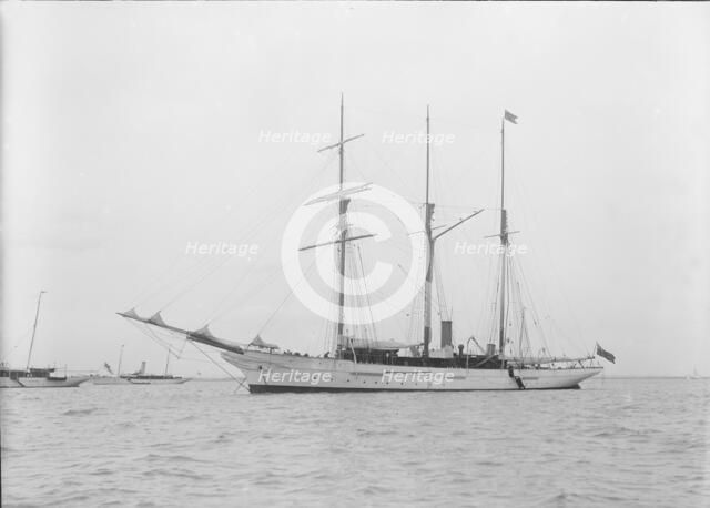 Unknown barquentine at anchor. Creator: Kirk & Sons of Cowes.